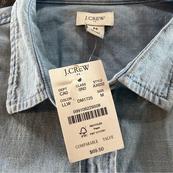 J. Crew Blue Chambray Sleeveless Button Up Top Sz M - Picture 4 of 8